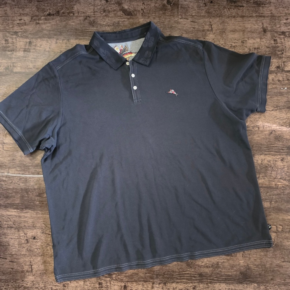 TOMMY BAHAMA‎ Polo Shirt Mens 3XB Blue Marlin Logo Embroidered Santa  Floral